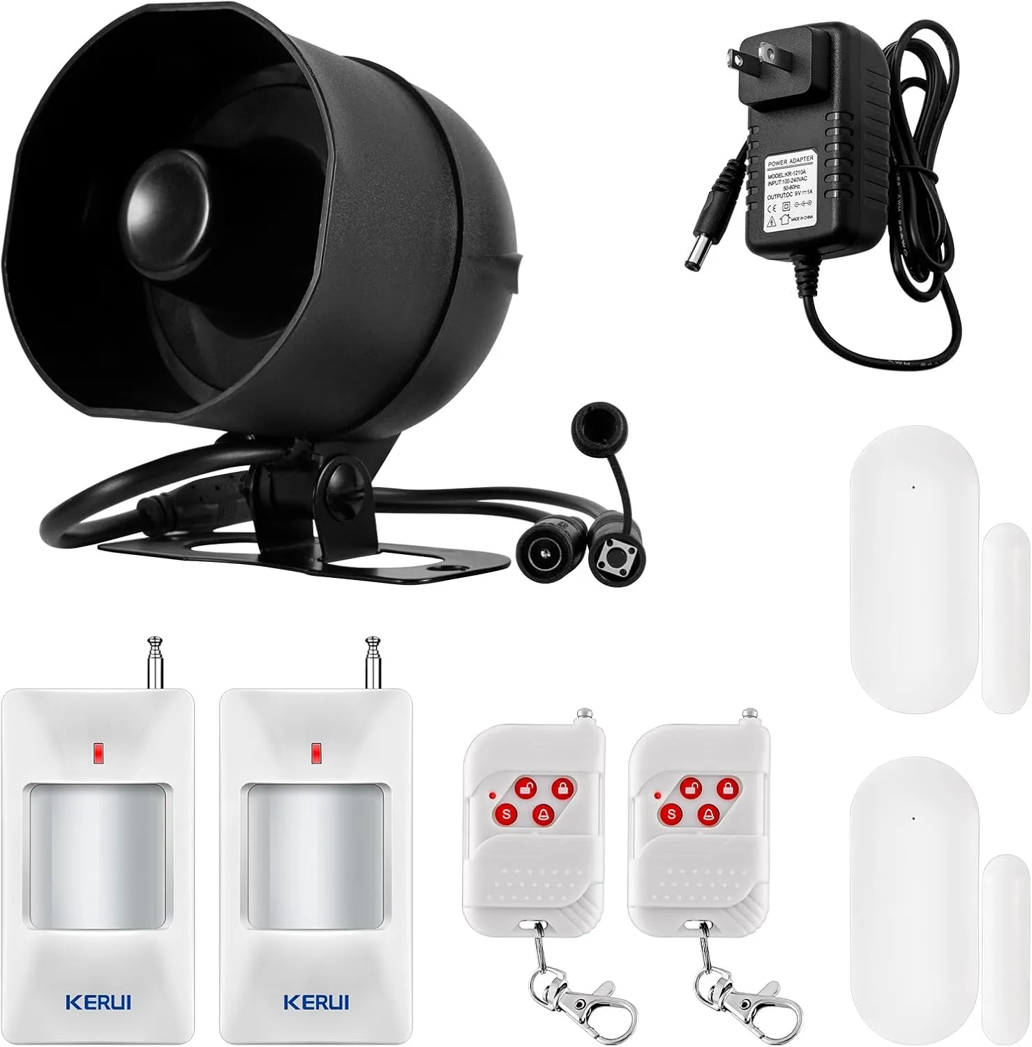 KERUI WiFi Home Security Alarm System 7-Piece kit Door Alarm DIY Siren Door/Window Sensors,Motion Sensors, Remote Controls Burglar Alarm for House Apartment Office,Compatible with Alexa Google Home