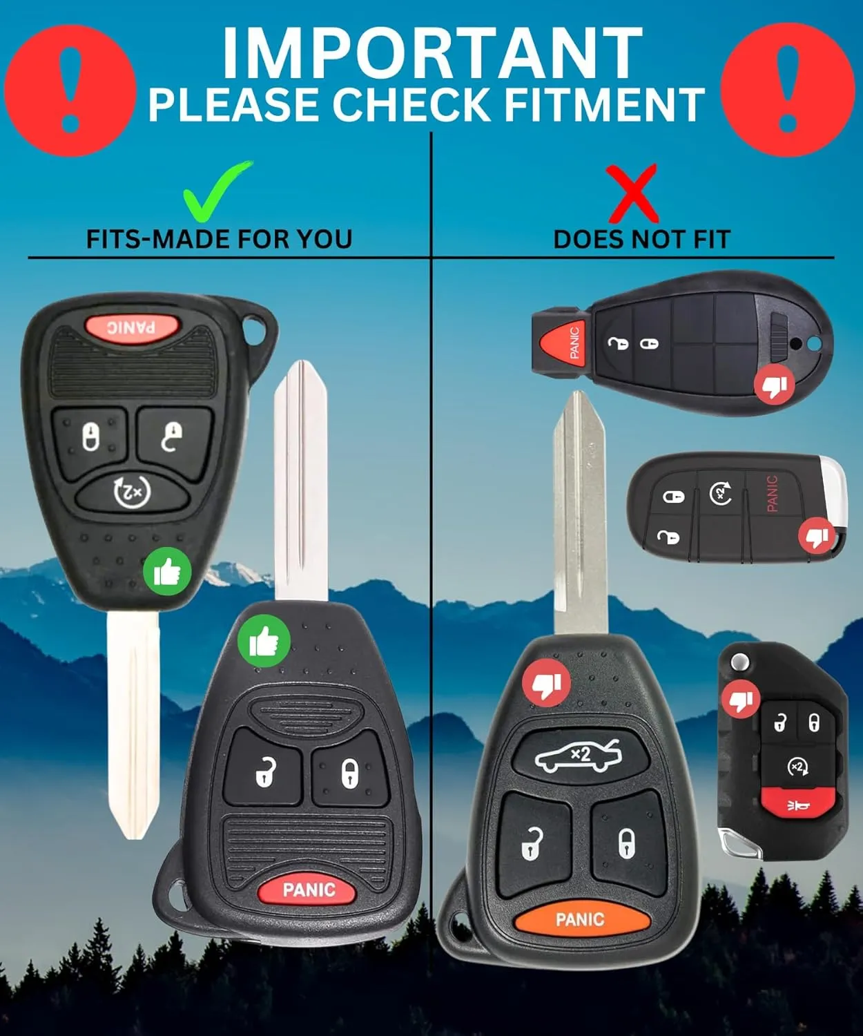 Key Fob Cover for Jeep Wrangler, Grand Cherokee, Patriot (2007-2018) - Fits Dodge, Chrysler, Ram and More - Enhanced Grip & Durability - Key Fob Shell Replacement with Built-in Bottle Opener