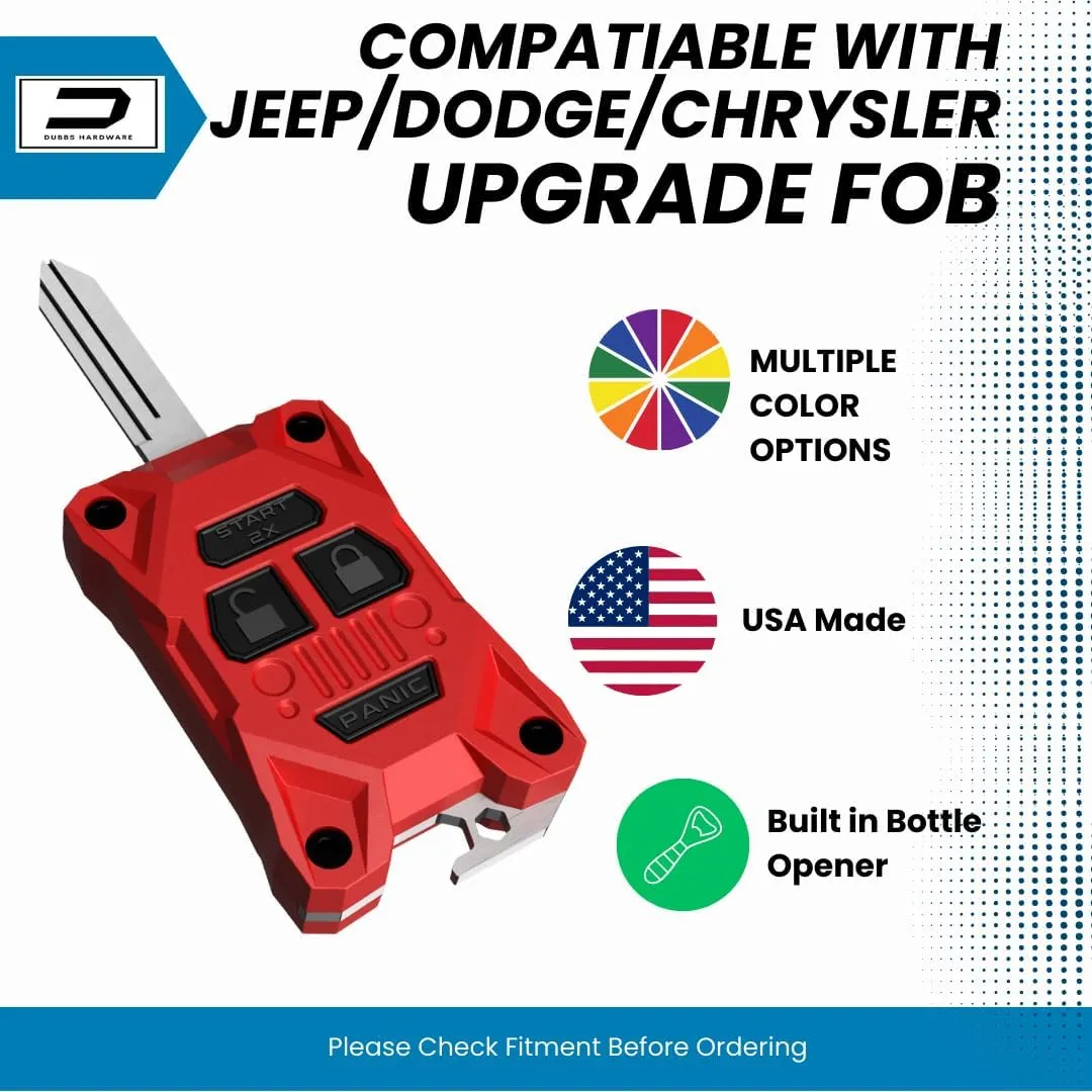 Key Fob Cover for Jeep Wrangler, Grand Cherokee, Patriot (2007-2018) - Fits Dodge, Chrysler, Ram and More - Enhanced Grip & Durability - Key Fob Shell Replacement with Built-in Bottle Opener