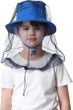 Kids Mosquito Head Net Hat - Bug Cap UPF 50  Sun Protection for Beekeeping Garden Fishing