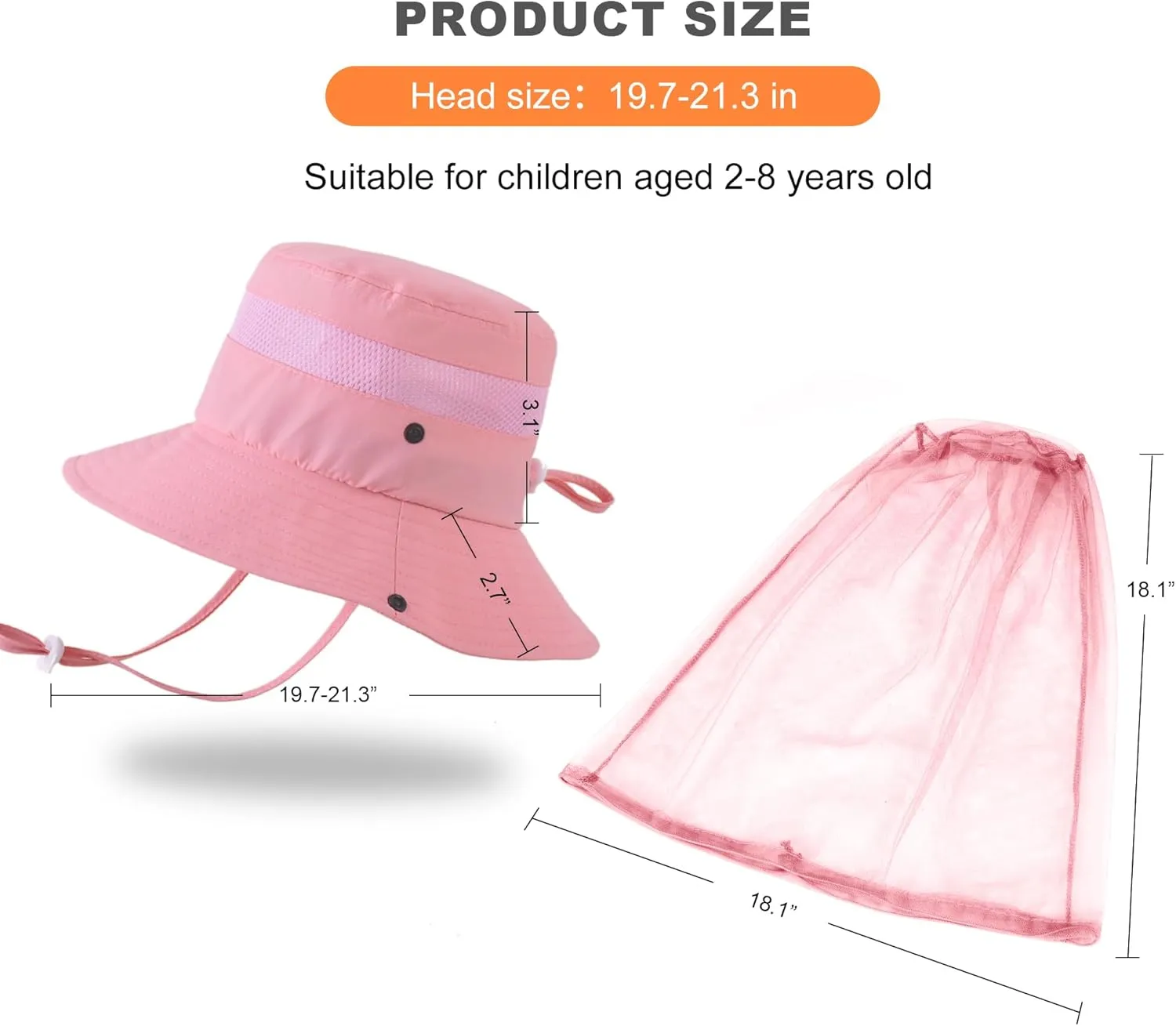 Kids Mosquito Head Net Hat - Bug Cap UPF 50  Sun Protection for Beekeeping Garden Fishing