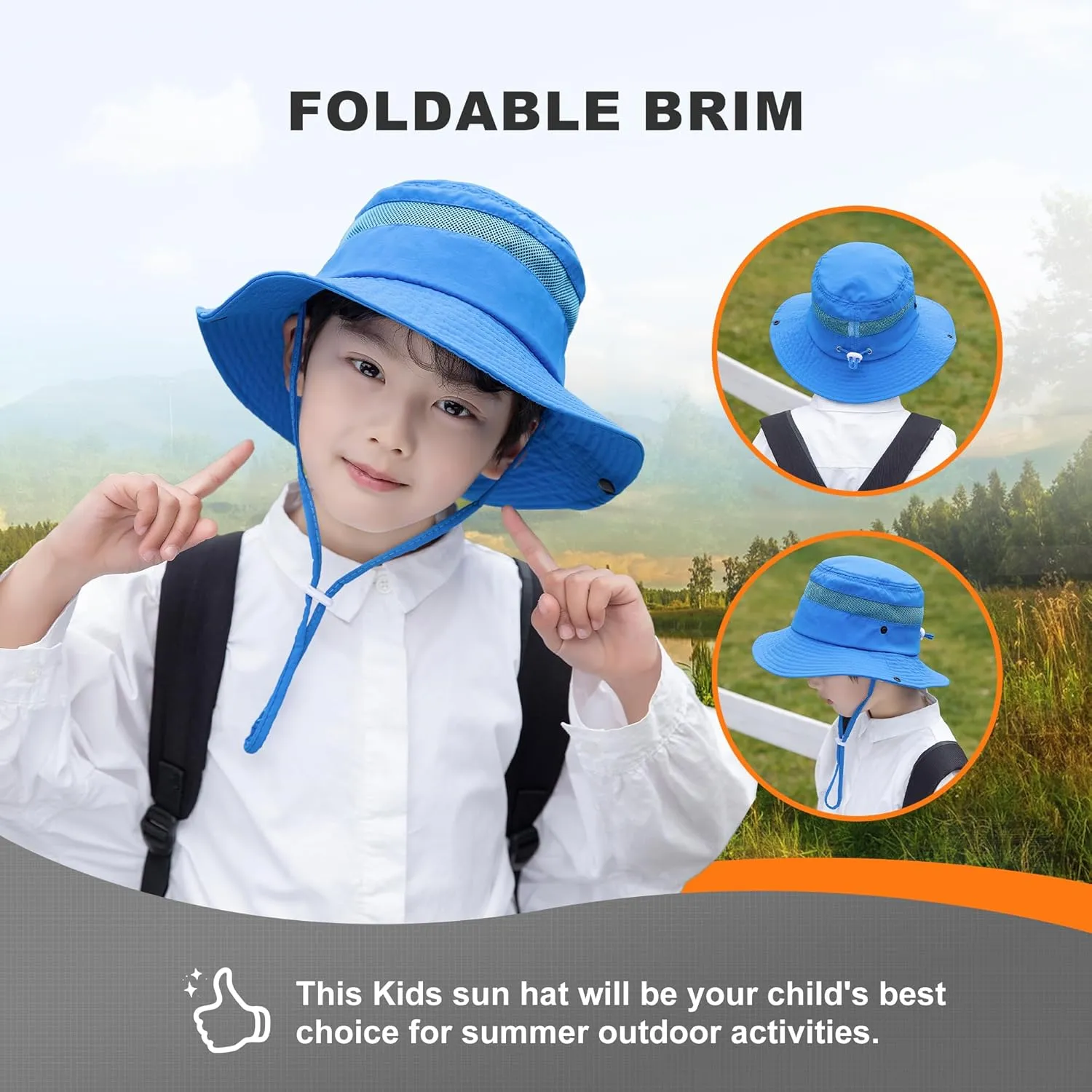 Kids Mosquito Head Net Hat - Bug Cap UPF 50  Sun Protection for Beekeeping Garden Fishing