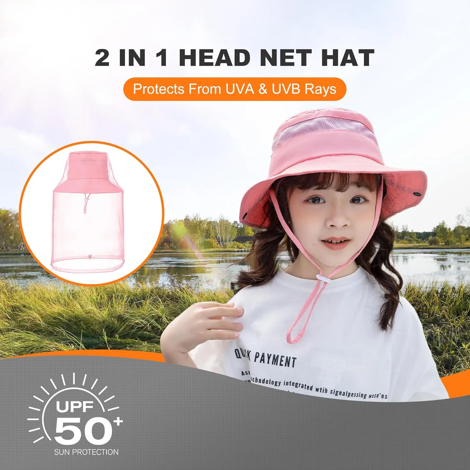 Kids Mosquito Head Net Hat - Bug Cap UPF 50  Sun Protection for Beekeeping Garden Fishing