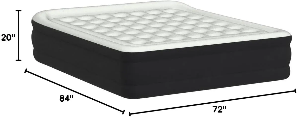 King Koil Luxury California King Size Air Mattress with Built-in High-Speed Pump Best for Home, Camping & Guests, 20" Double High Airbed Adjustable Blow Up Mattress, Waterproof, 1-Year Warranty