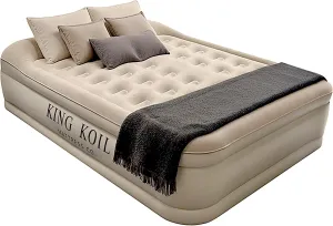 King Koil Luxury Queen Size Air Mattress with Built-in High-Speed Pump Best for Home, Camping, Guests, 13" Queen Size Luxury Double Airbed Adjustable Blow Up Mattress, Waterproof, 1-Year Warranty