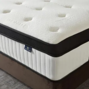 King Mattress, 12 Inch Hybrid Mattress in a Box, Memory Foam and Pocket Springs, Fiberglass Free, Soft and Breathable, Medium Firm Feel