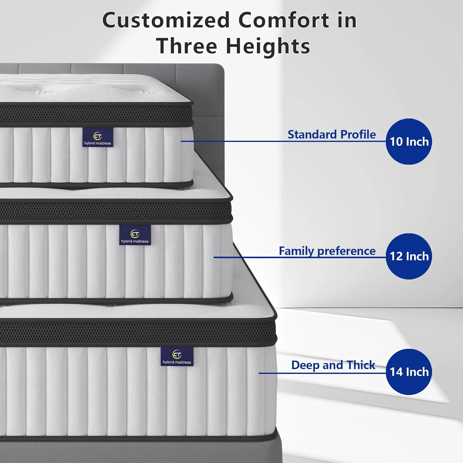 King Mattress, 12 Inch Hybrid Mattress in a Box, Memory Foam and Pocket Springs, Fiberglass Free, Soft and Breathable, Medium Firm Feel