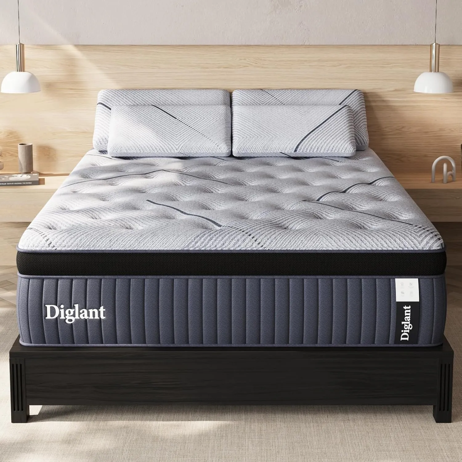 King Mattress, 14Inch Medium King Hybrid Mattress,Cooling Gel Memory Foam & 7-Zone Individual Pocket Springs, King Size in Box for Supportive & Pressure Relief,76 x 80
