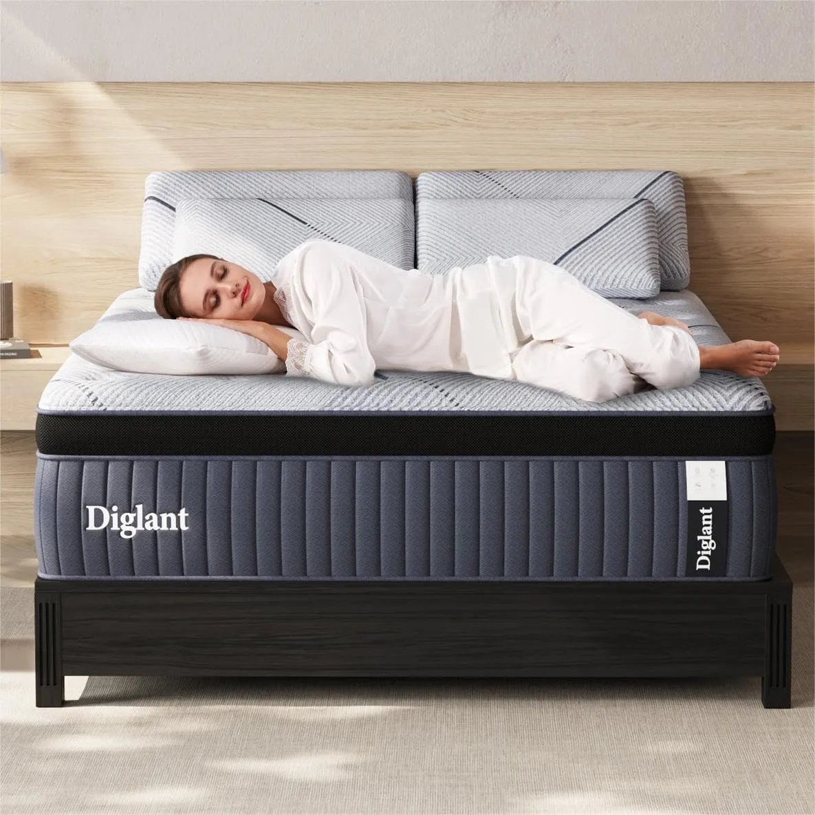 King Mattress, 14Inch Medium King Hybrid Mattress,Cooling Gel Memory Foam & 7-Zone Individual Pocket Springs, King Size in Box for Supportive & Pressure Relief,76 x 80