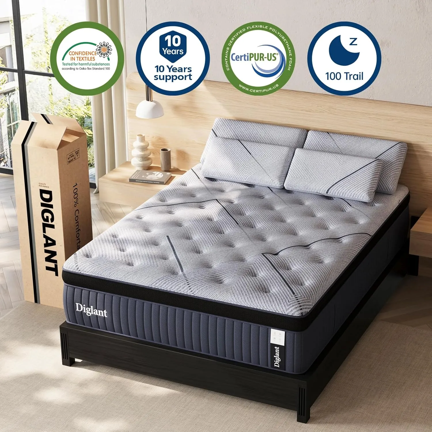 King Mattress, 14Inch Medium King Hybrid Mattress,Cooling Gel Memory Foam & 7-Zone Individual Pocket Springs, King Size in Box for Supportive & Pressure Relief,76 x 80