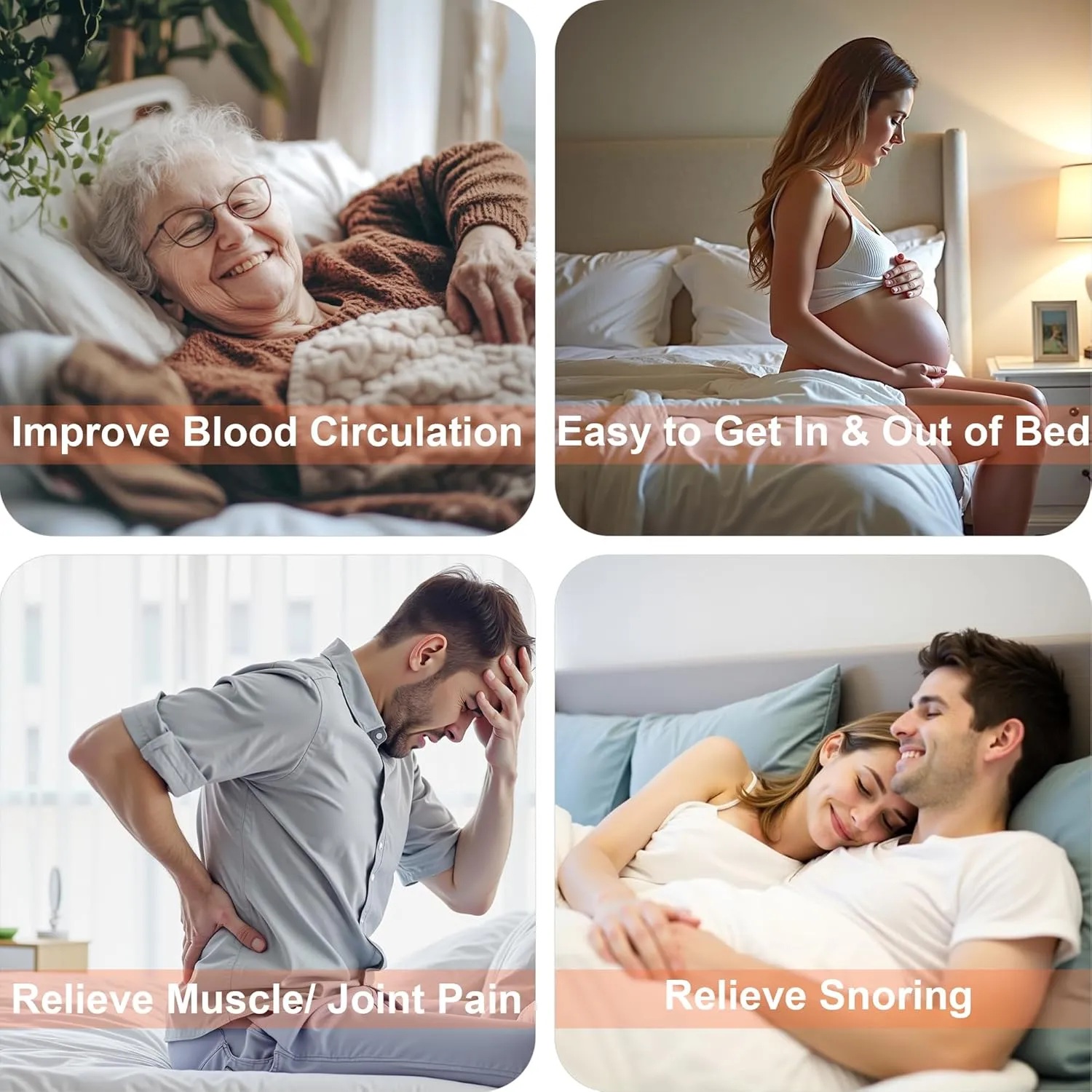King Size Adjustable Bed Frame, Electric Bed Base, Wireless Remote Control, Whisper Quiet Durable Motor, Independent Head and Foot Incline, Padded Edge