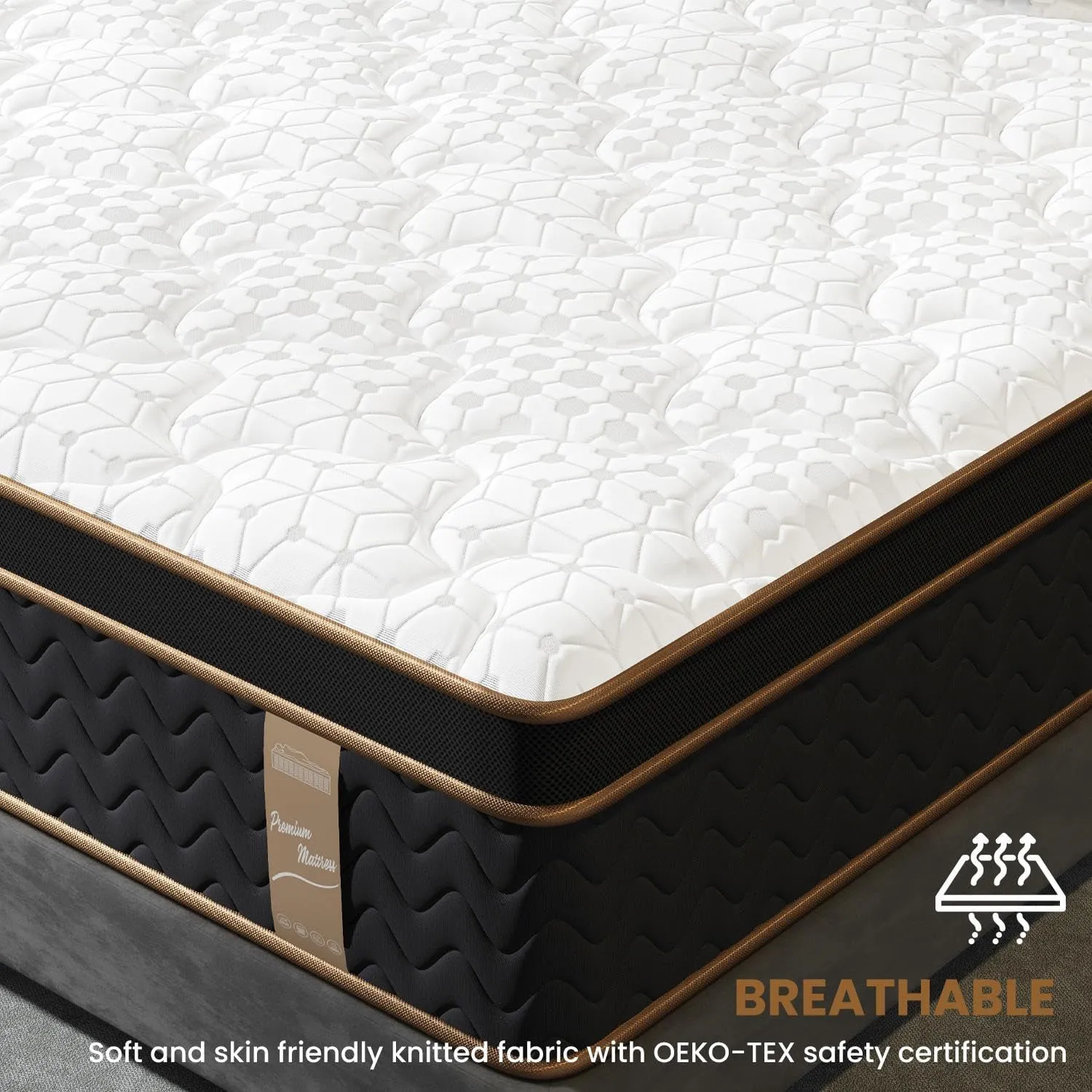 King Size Mattress 10 Inch | Hybrid Mattresses in a Box | Medium Firm Feel Memory Foam and Individual Pocket Springs | Fiberglass Free Bed | Breathable | CertiPUR-US | Upgrade (White Black, King)