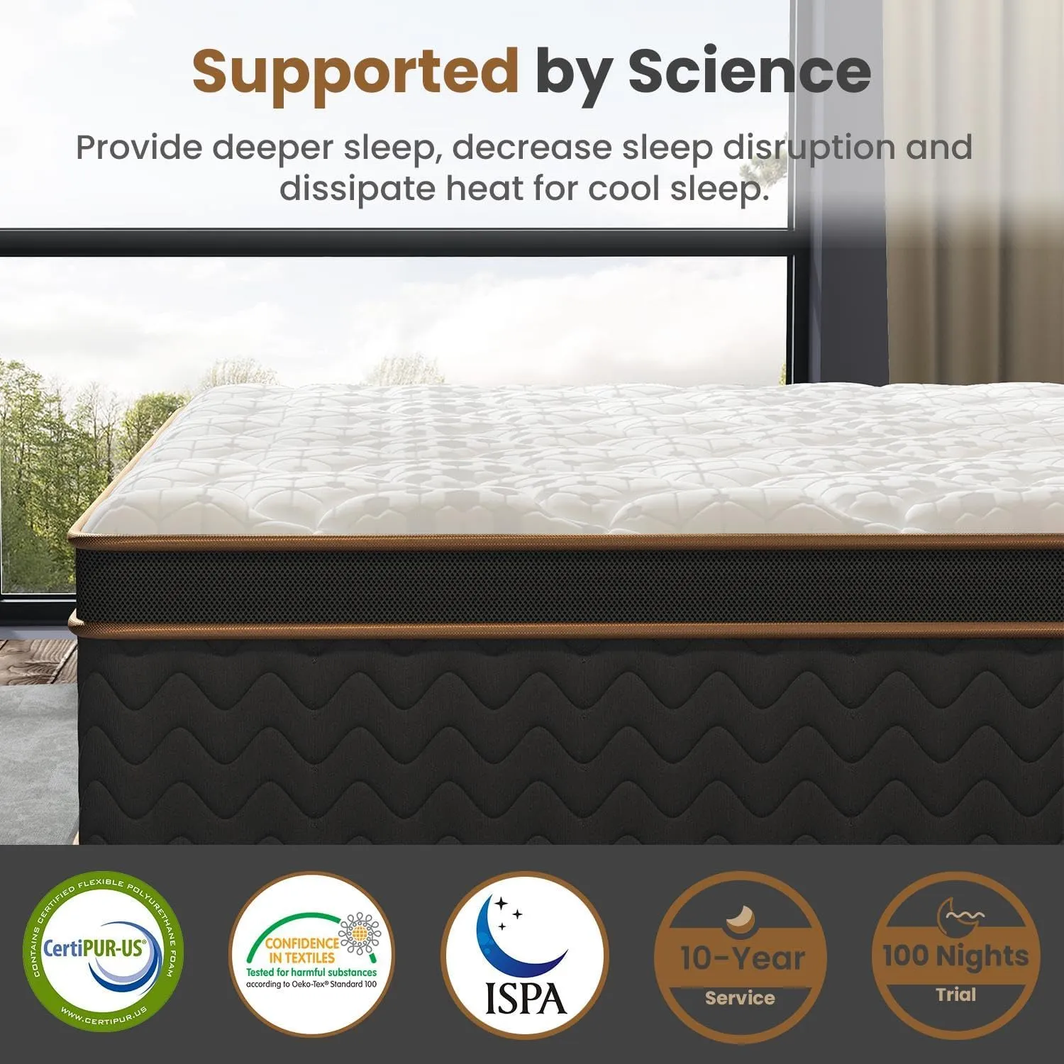 King Size Mattress 10 Inch | Hybrid Mattresses in a Box | Medium Firm Feel Memory Foam and Individual Pocket Springs | Fiberglass Free Bed | Breathable | CertiPUR-US | Upgrade (White Black, King)