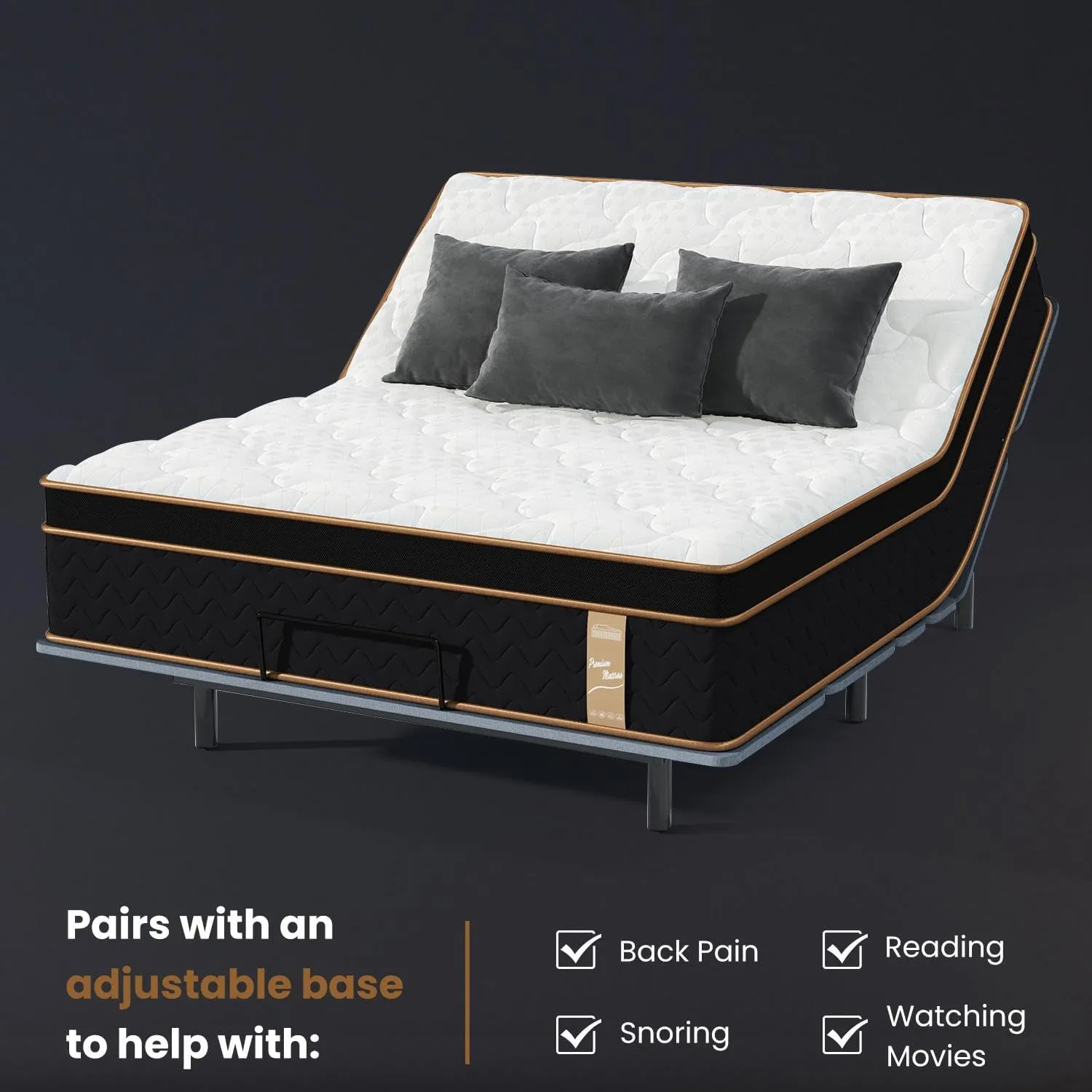 King Size Mattress 10 Inch | Hybrid Mattresses in a Box | Medium Firm Feel Memory Foam and Individual Pocket Springs | Fiberglass Free Bed | Breathable | CertiPUR-US | Upgrade (White Black, King)