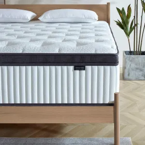 King Size Mattress, 12 Inch Innerspring Hybrid Mattress in a Box with Gel Memory Foam, Individually Wrapped Encased Coil Pocket Spring Mattresses, Pressure Relief, Medium Firm, 76"*80"*12"