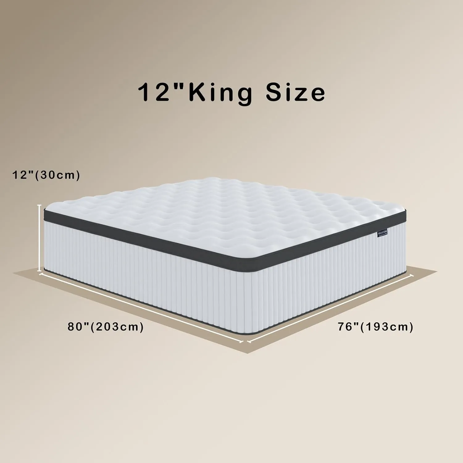King Size Mattress, 12 Inch Innerspring Hybrid Mattress in a Box with Gel Memory Foam, Individually Wrapped Encased Coil Pocket Spring Mattresses, Pressure Relief, Medium Firm, 76"*80"*12"