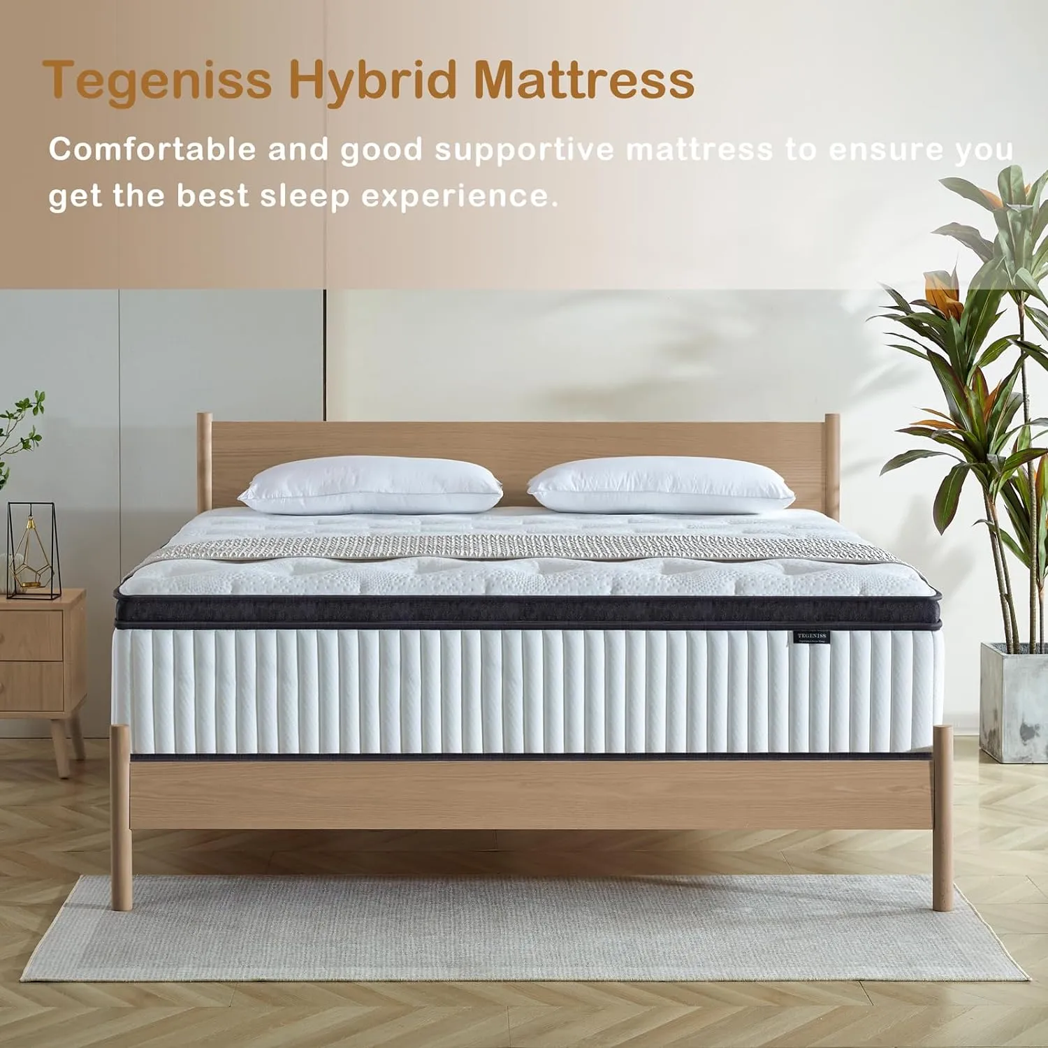 King Size Mattress, 12 Inch Innerspring Hybrid Mattress in a Box with Gel Memory Foam, Individually Wrapped Encased Coil Pocket Spring Mattresses, Pressure Relief, Medium Firm, 76"*80"*12"