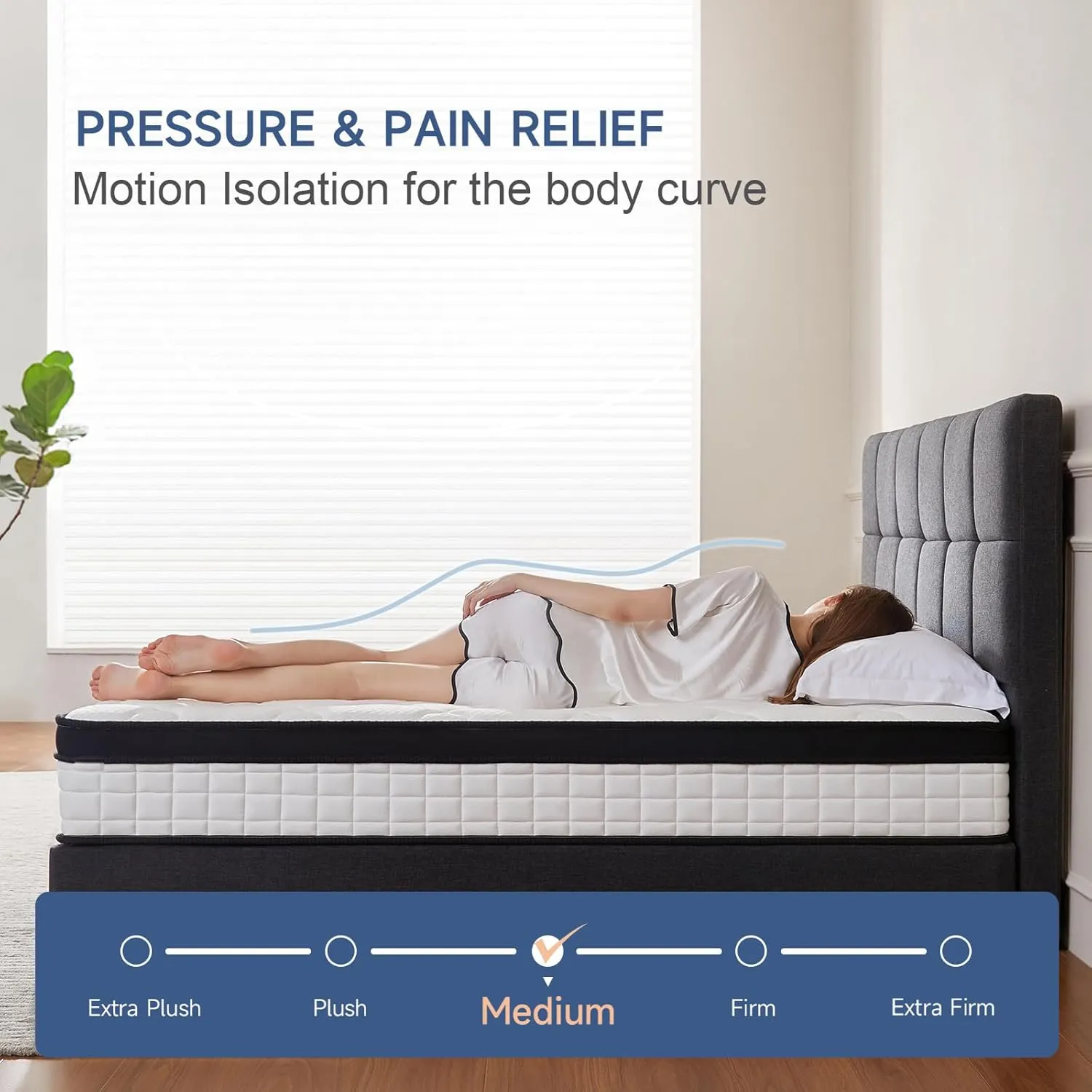 King Size Mattress, 12 Inch King Mattress in a Box, Hybrid Memory Foam & Individually Pocket Spring to Improve Sleep, Medium Firmness, CertiPUR-US Certified