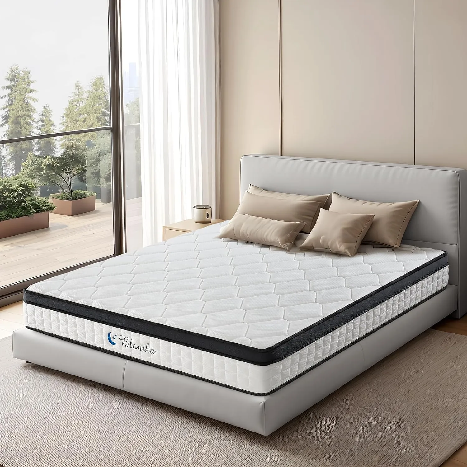 King Size Mattress, 12 Inch King Mattress in a Box, Medium Firm with Memory Foam and Pocket Springs, Strong Edge Support, Pressure Relief