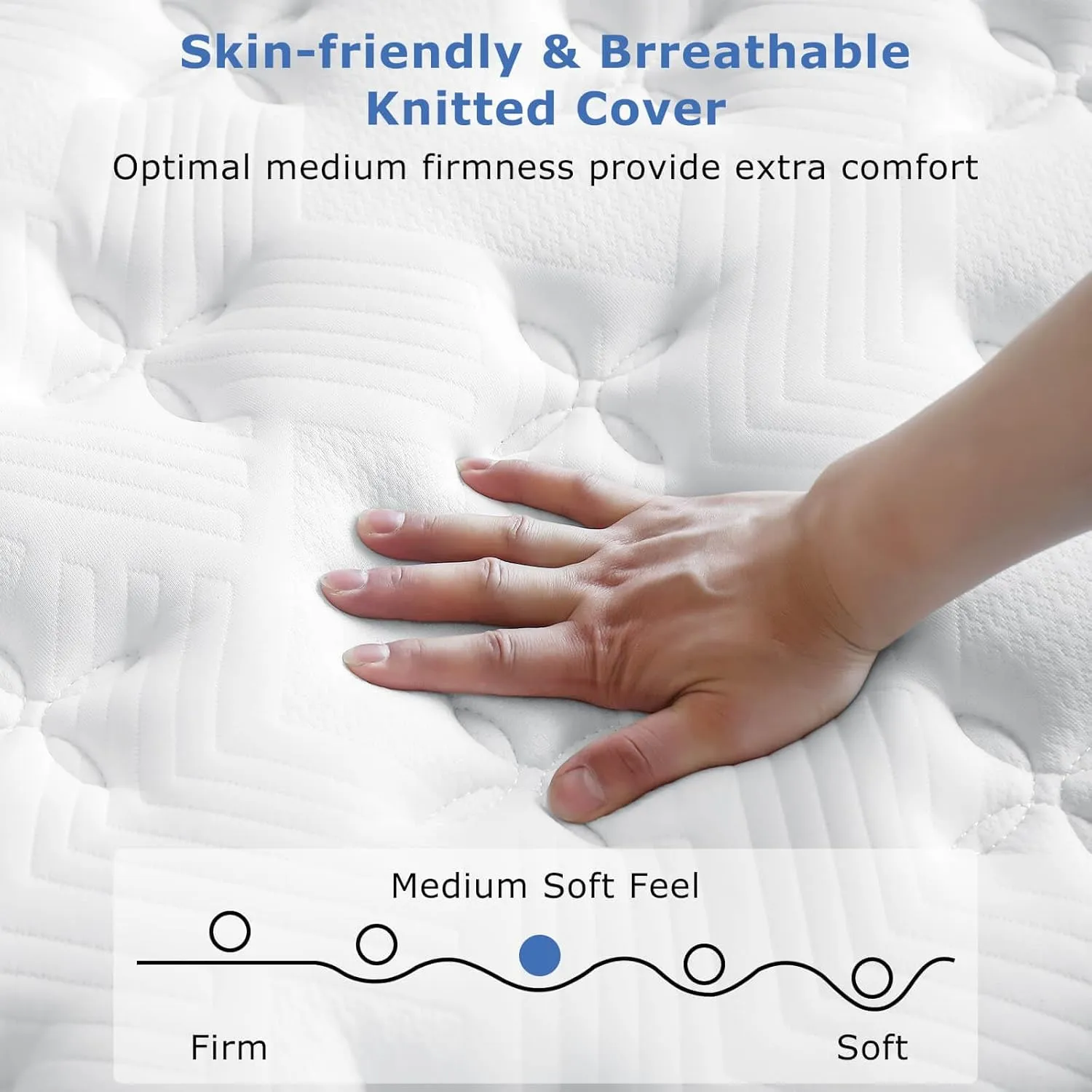 King Size Mattress, 14 Inch Medium Firm Hybrid King Bed Mattresses, Memory Foam Mattress in a Box for Pressure Relief, Individual Pocket Spring-Motion Isolation with Edge Support, CertiPUR-US