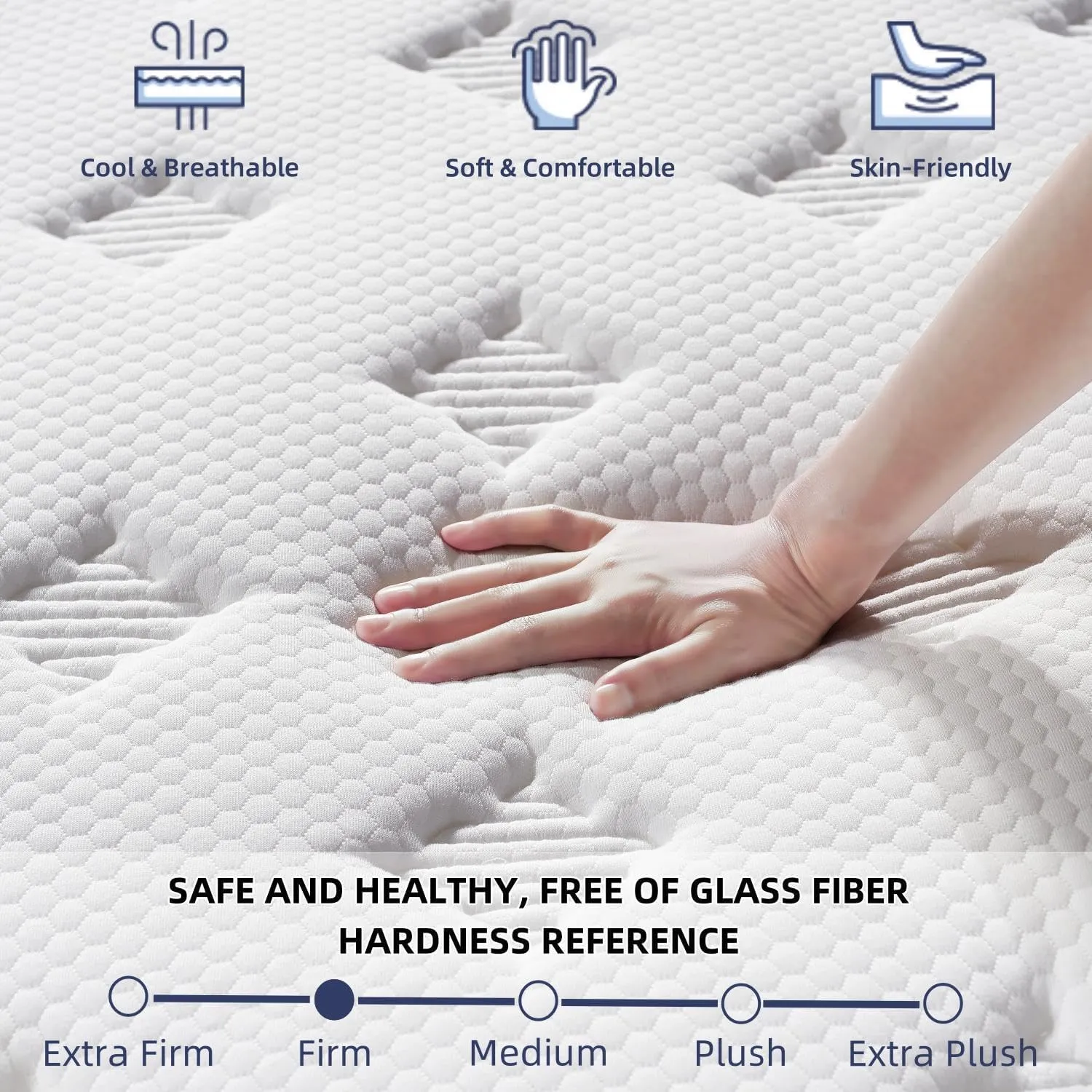 King Size Mattress [Upgraded Strengthen] 14 Inch Firm King Mattress in a Box, Hybrid Mattresses with Gel Memory Foam and Independent Pocket Springs, Release Stress, Strong Edge Support