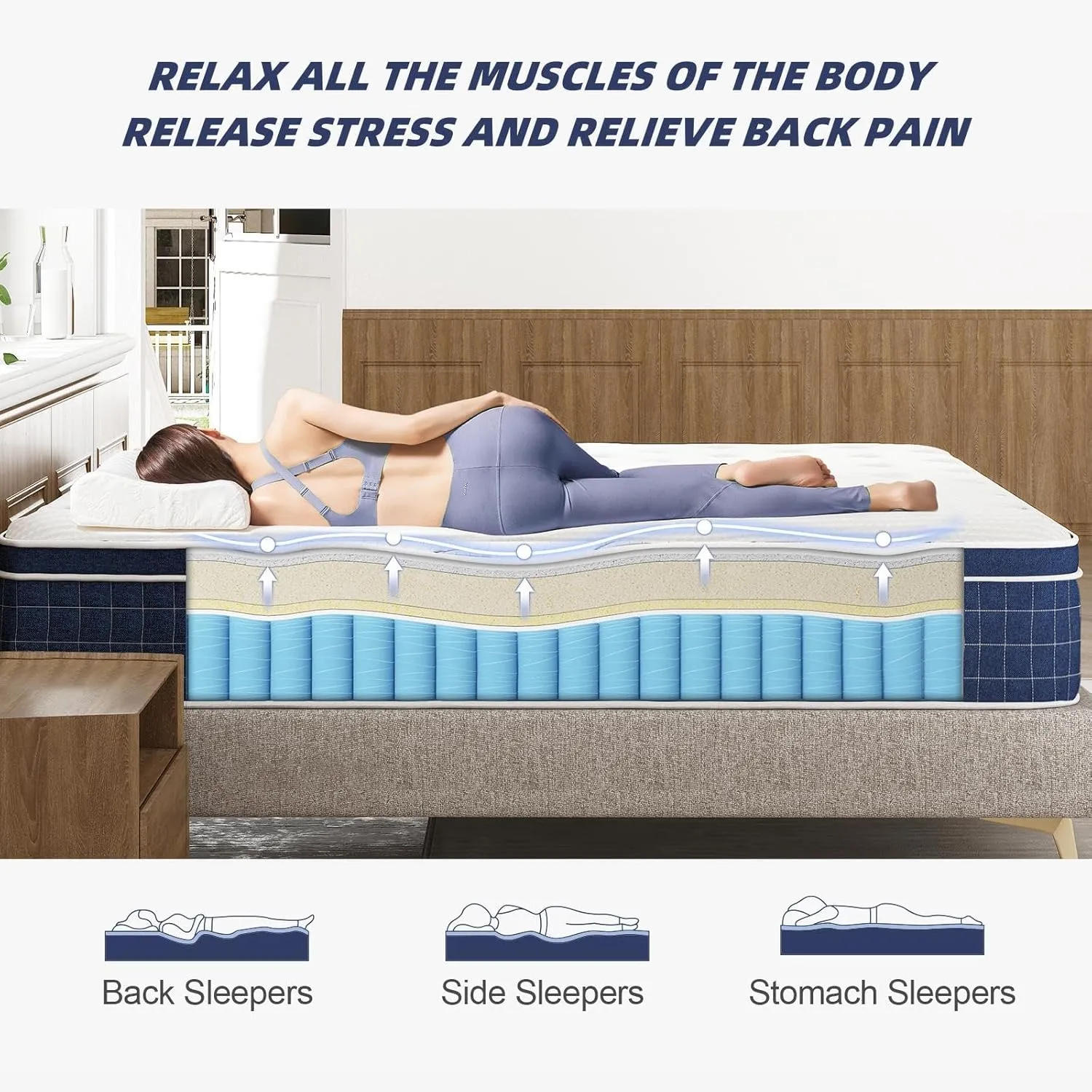 King Size Mattress [Upgraded Strengthen] 14 Inch Firm King Mattress in a Box, Hybrid Mattresses with Gel Memory Foam and Independent Pocket Springs, Release Stress, Strong Edge Support