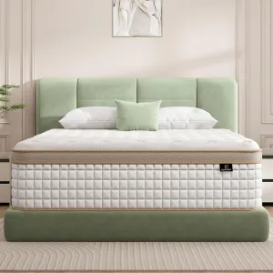 King Size Mattress [Upgraded Strengthen], 14 Inch Gel Memory Foam Hybrid King Mattress in a Box with Independent Pocket Spring, Extra Edge Support, Medium Firm, Back Pain Pressure Relief