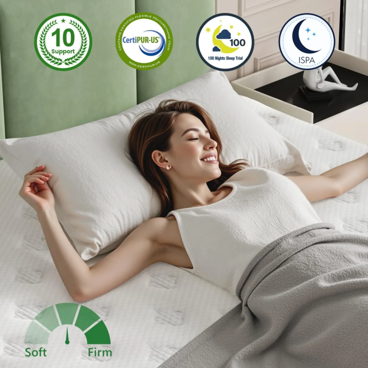 King Size Mattress [Upgraded Strengthen], 14 Inch Gel Memory Foam Hybrid King Mattress in a Box with Independent Pocket Spring, Extra Edge Support, Medium Firm, Back Pain Pressure Relief