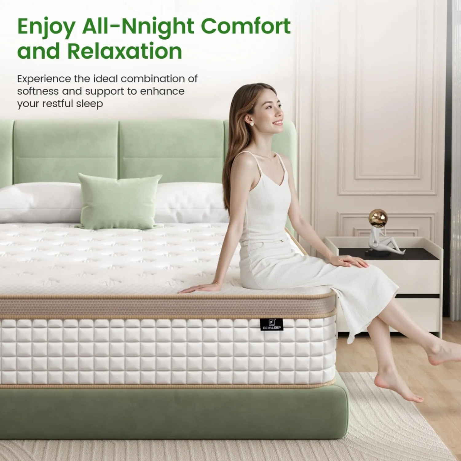 King Size Mattress [Upgraded Strengthen], 14 Inch Gel Memory Foam Hybrid King Mattress in a Box with Independent Pocket Spring, Extra Edge Support, Medium Firm, Back Pain Pressure Relief