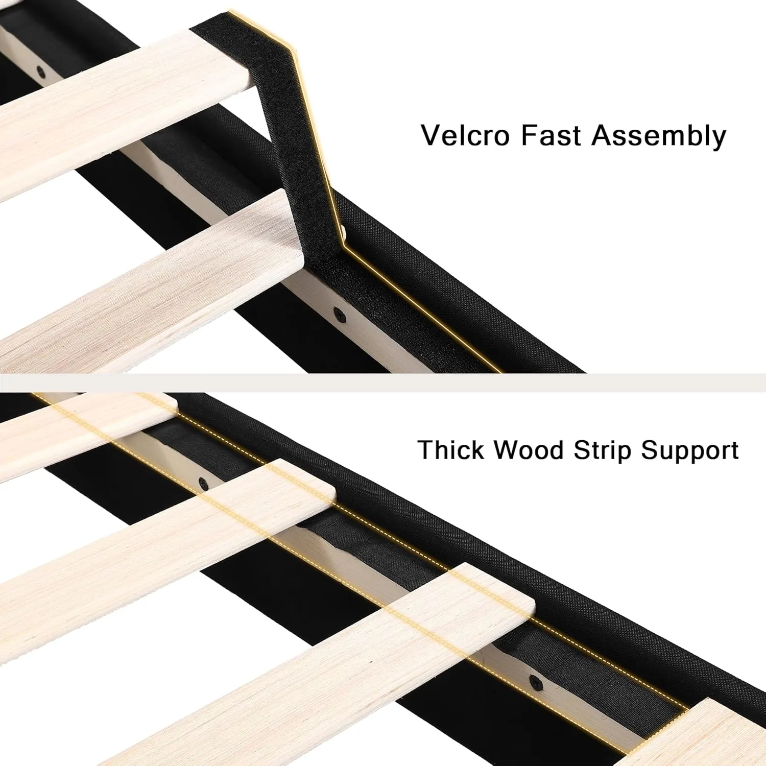 King Upholstered Bed Frame with Headboard, Button Tufted Linen Bed Base, Platform Bed with Wood Slat Support, Noise Free, Heavy Duty, Easy Assembly, No Box Spring Needed, Black