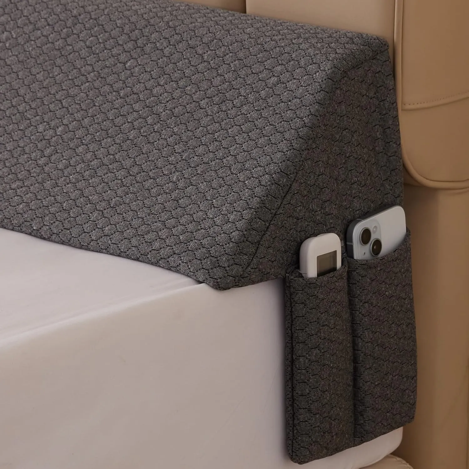 King Wedge Pillow Headboard (76"x10"x6"), Bed Wedge Pillow for Headboard, Foam Headboard Pillow, Bed Gap Filler King - Fill The Gap (0-7"), Mattress Gap Filler (Air-Layer Black, 76"x10"x6")