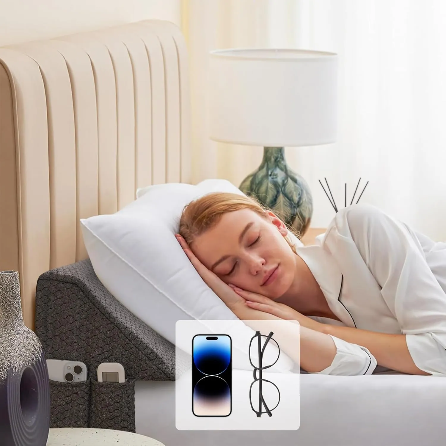 King Wedge Pillow Headboard (76"x10"x6"), Bed Wedge Pillow for Headboard, Foam Headboard Pillow, Bed Gap Filler King - Fill The Gap (0-7"), Mattress Gap Filler (Air-Layer Black, 76"x10"x6")