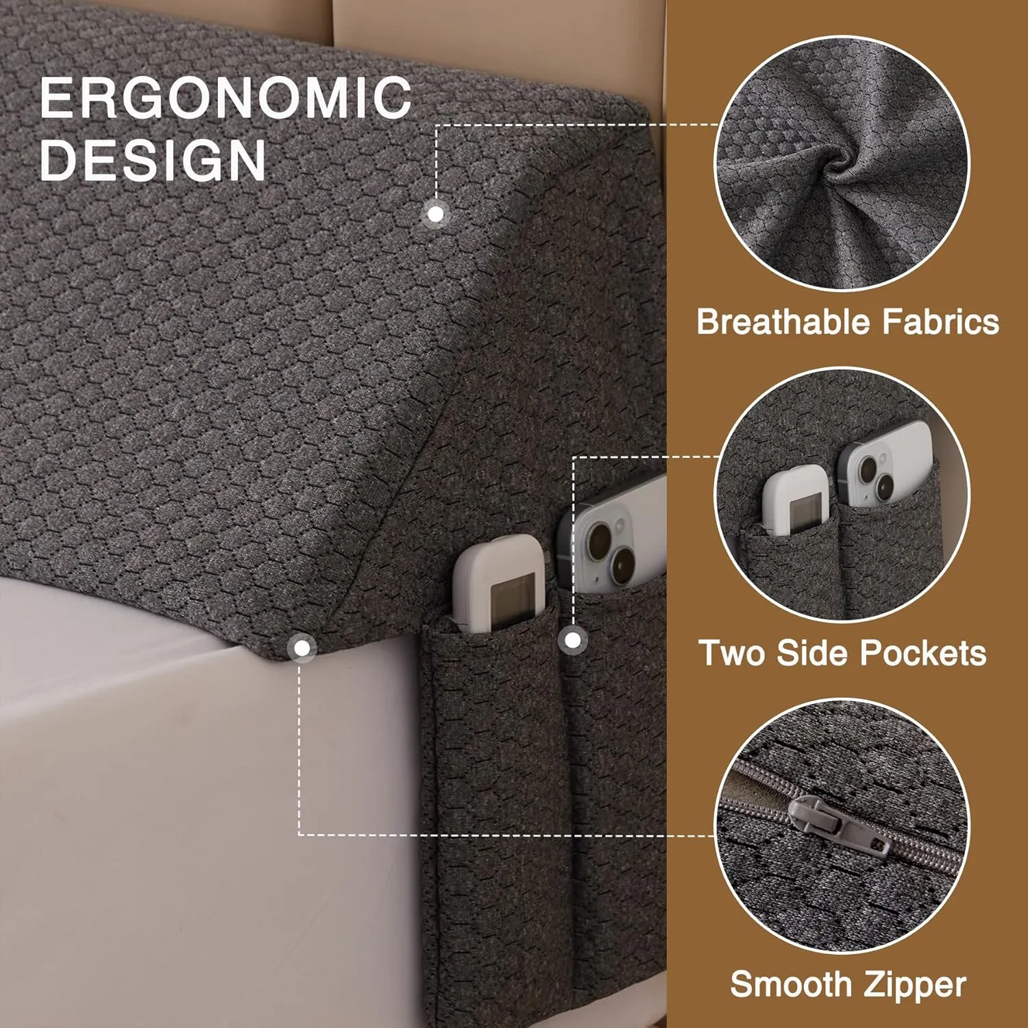 King Wedge Pillow Headboard (76"x10"x6"), Bed Wedge Pillow for Headboard, Foam Headboard Pillow, Bed Gap Filler King - Fill The Gap (0-7"), Mattress Gap Filler (Air-Layer Black, 76"x10"x6")