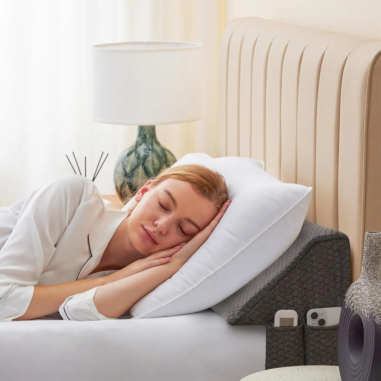 King Wedge Pillow Headboard (76"x10"x6"), Bed Wedge Pillow for Headboard, Foam Headboard Pillow, Bed Gap Filler King - Fill The Gap (0-7"), Mattress Gap Filler (Air-Layer Black, 76"x10"x6")