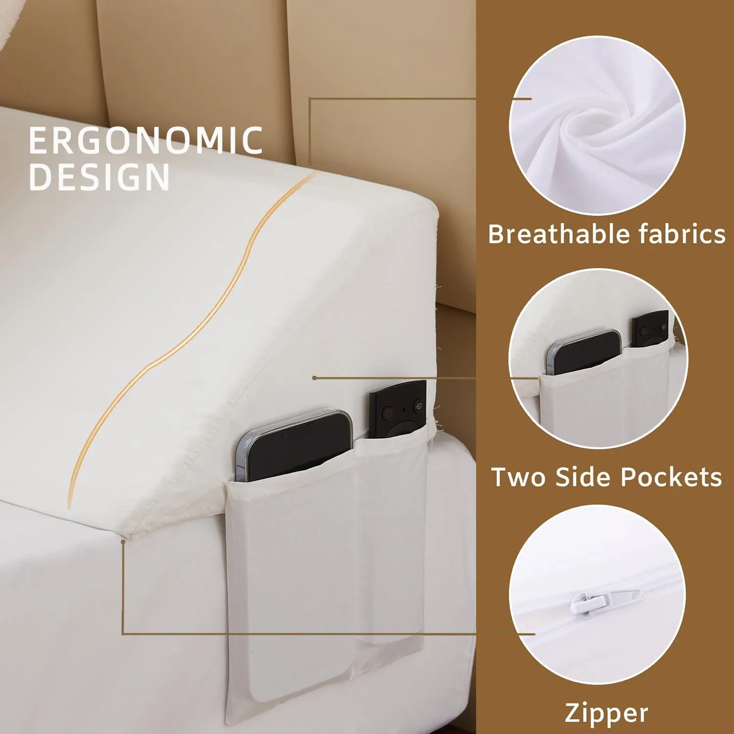 King Wedge Pillow Headboard (76"x10"x6"), Bed Wedge Pillow for Headboard, Foam Headboard Pillow, Bed Gap Filler King - Fill The Gap (0-7"), Mattress Gap Filler (White)