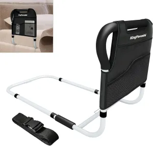 KingPavonini Bed Side Assist Handle Bar Safety Rail for Elderly Adults - Medical Bed Mobility Assistant Bar with Free Storage Bag and Fixing Strap, Support Up to 400lbs