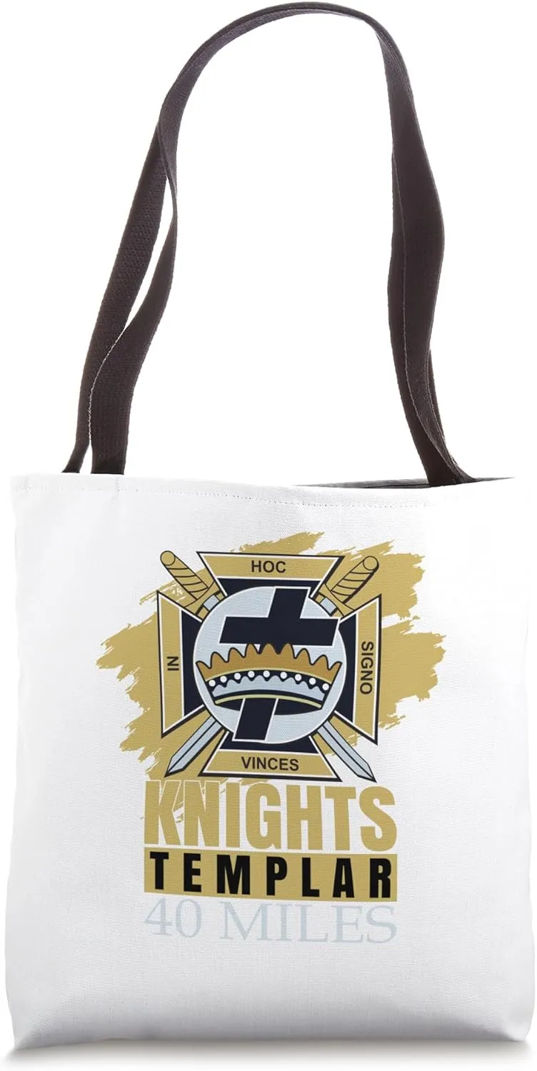 Knights Templar 40 Miles Masonic York Rite Mason Gold Tote Bag