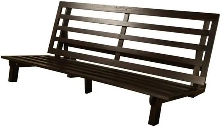Kodiak Furniture Carson Full Size Futon Frame and Mattress Set - Java Brown Finish Wood Futon Frame with Mattress Included in Marmont Thunder Color