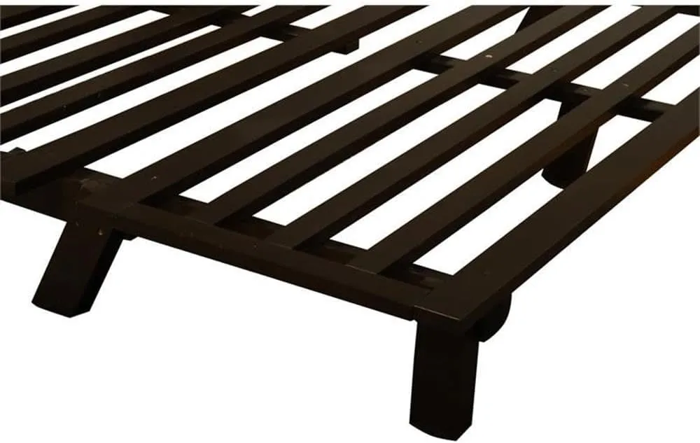 Kodiak Furniture Carson Full Size Futon Frame and Mattress Set - Java Brown Finish Wood Futon Frame with Mattress Included in Marmont Thunder Color