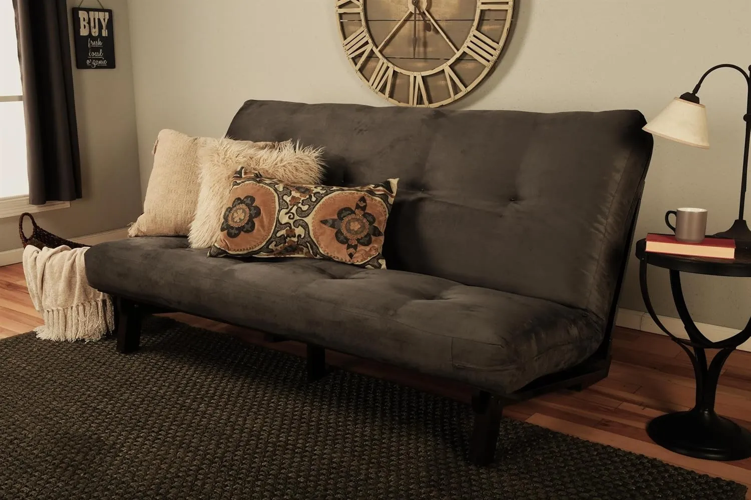 Kodiak Furniture Cotton and Foam Full-Size Futon 7" Mattress in Suede Gray-Frame Not Included