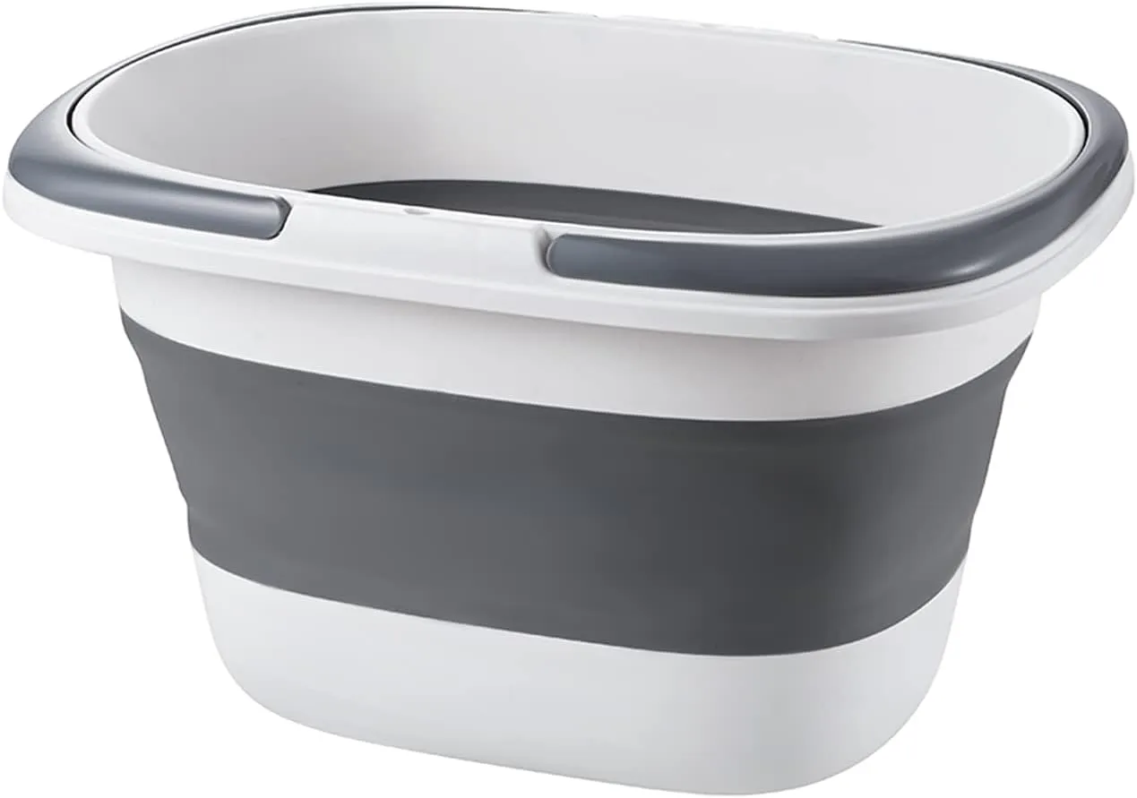 Large Collapsible Mop Bucket 4.2 Gallon(16L) with Handle for House Cleaning, Space Saving Outdoor Multiuse Foldable Water Pail for Camping, Fishing, RV(1, Grey)