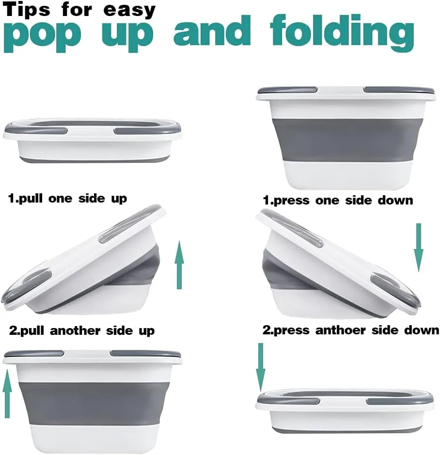 Large Collapsible Mop Bucket 4.2 Gallon(16L) with Handle for House Cleaning, Space Saving Outdoor Multiuse Foldable Water Pail for Camping, Fishing, RV(1, Grey)