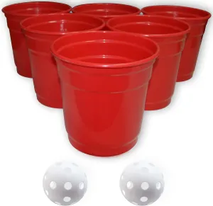 Large Giant Yard Pong Outdoor Game Set with 6 Buckets9'',2 Balls,1 Mesh Bag,Yard Bucket Toss Pong Set Cup Pong Throwing Game for Family,Party,Beach, Wedding,Campling,Lawn,Indoor,Outdoor
