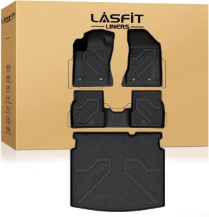 LASFIT Floor Mats & Trunk Mat for Jeep Compass 2017-2024 2025 Lower Deck Position Cargo, All Weather TPE Custom Fit Car Mats Floor Liners Cargo Liner Cargo Mat Black