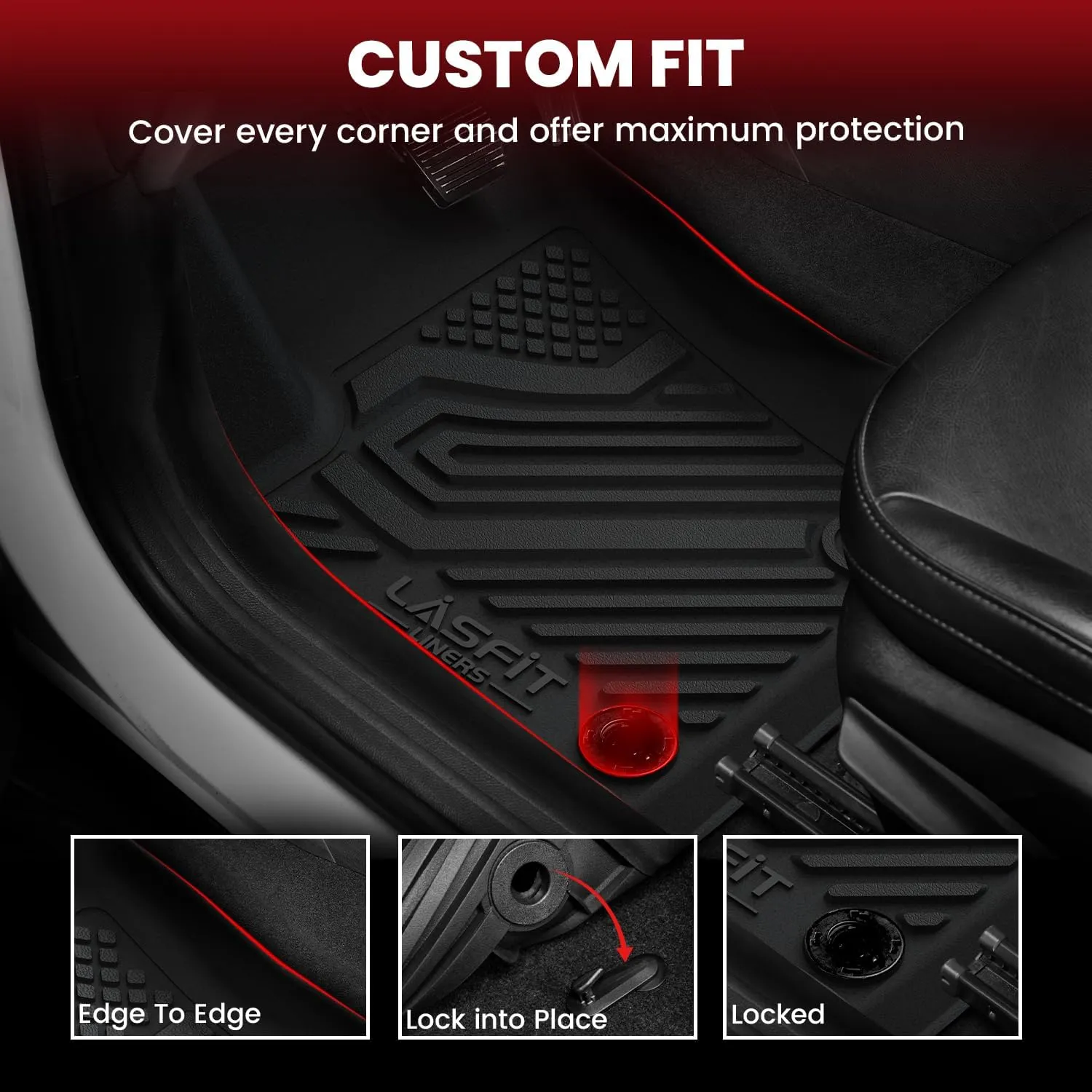 LASFIT Floor Mats & Trunk Mat for Jeep Compass 2017-2024 2025 Lower Deck Position Cargo, All Weather TPE Custom Fit Car Mats Floor Liners Cargo Liner Cargo Mat Black