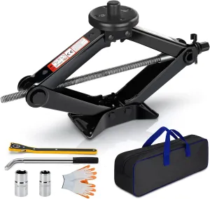 Latest Scissor Jack for Car, Premium Alloy Steel 2.5 Ton Car Jack Kit for Tesla Model 3/Y/S/X, Portable Tire Changing Kit with Tesla Specific Jack Pad & High-Strength Lug Wrench, AIl in One Bag