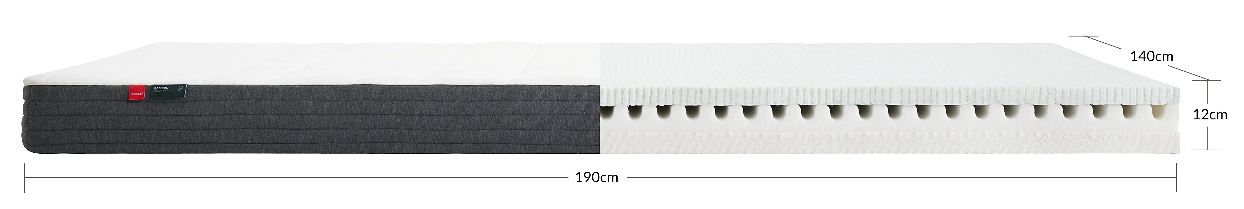 Latex/Foam Mattress, 190X140 Bamboo Cover