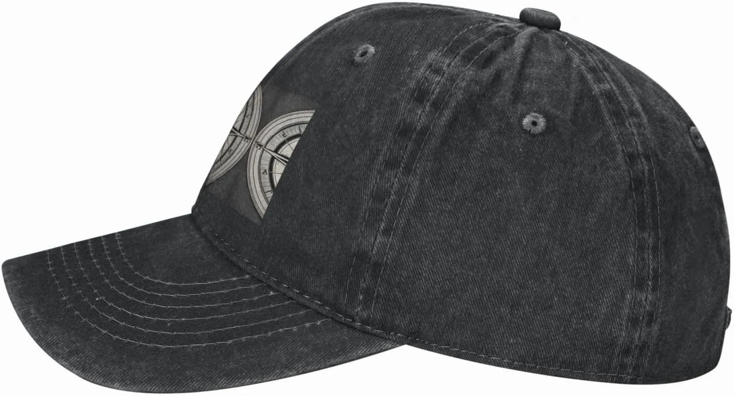 Law of The Compass Navigation 1 Print Denim Baseball Cap Unisex Sun Hat Outdoor Sports Cap fit for All Seasons Easy to Carry