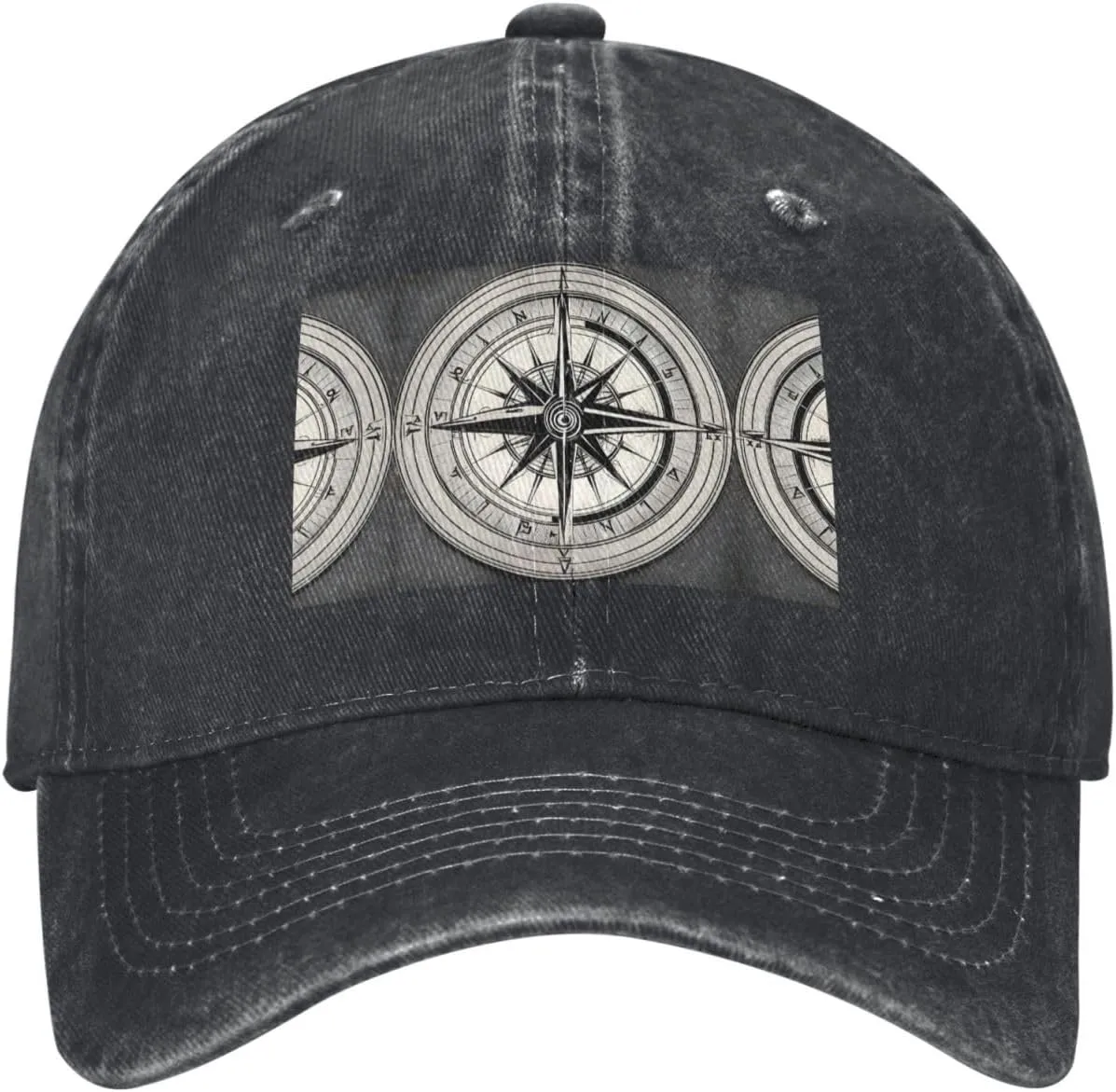 Law of The Compass Navigation 1 Print Denim Baseball Cap Unisex Sun Hat Outdoor Sports Cap fit for All Seasons Easy to Carry