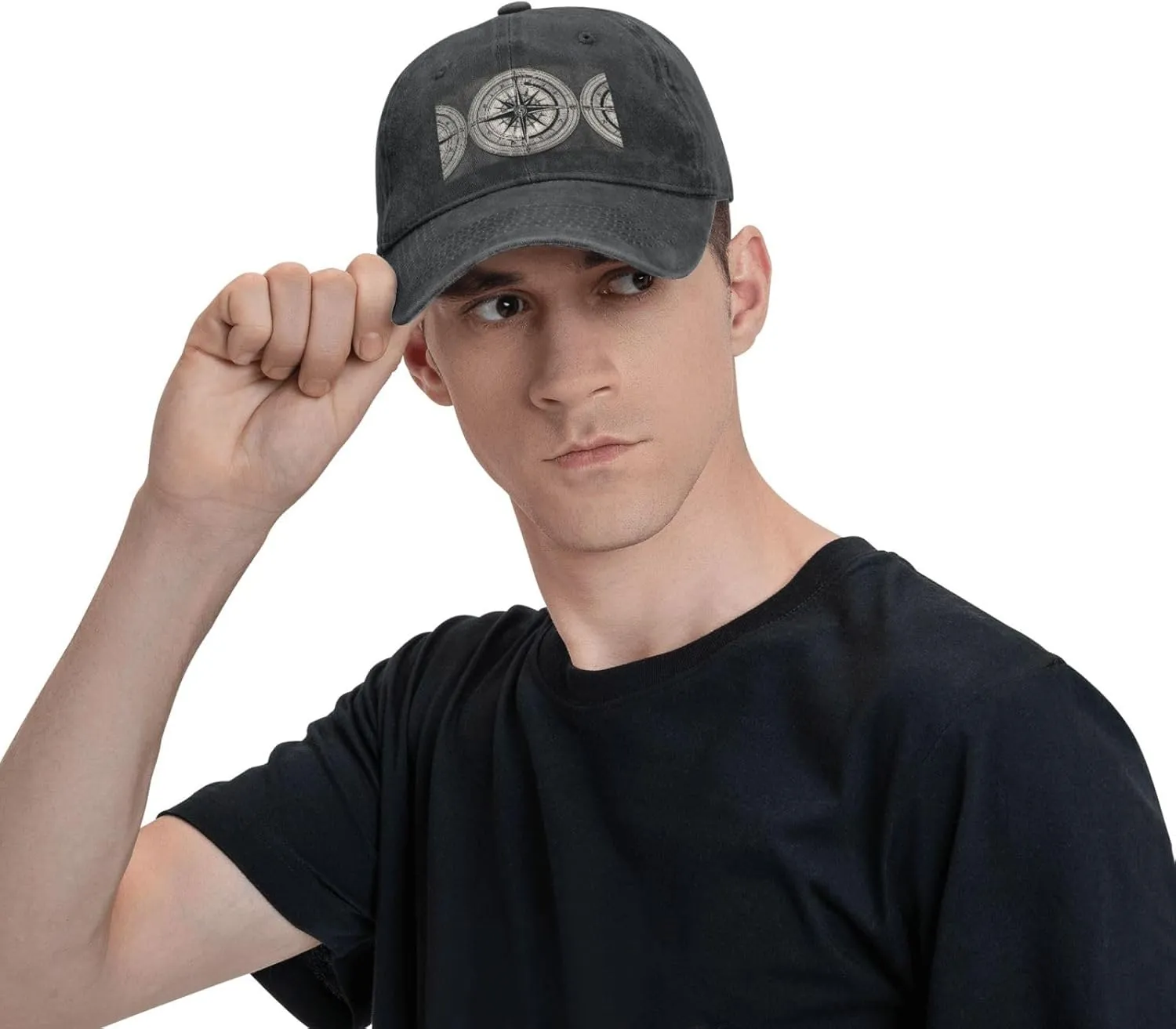 Law of The Compass Navigation 1 Print Denim Baseball Cap Unisex Sun Hat Outdoor Sports Cap fit for All Seasons Easy to Carry